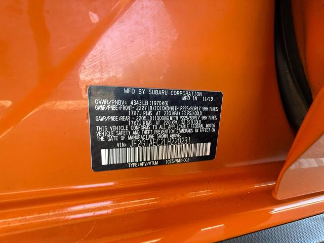 Photo 10 from auction – 2020 SUBARU CROSSTREK with VIN JF2GTAEC2LH220231
