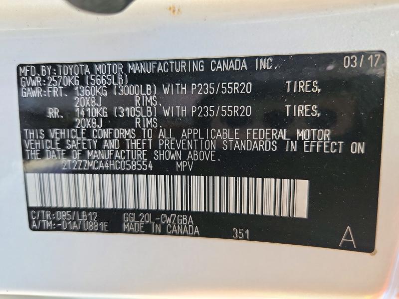 Photo 14 from auction – 2017 LEXUS RX 350 with VIN 2T2ZZMCA4HC058554