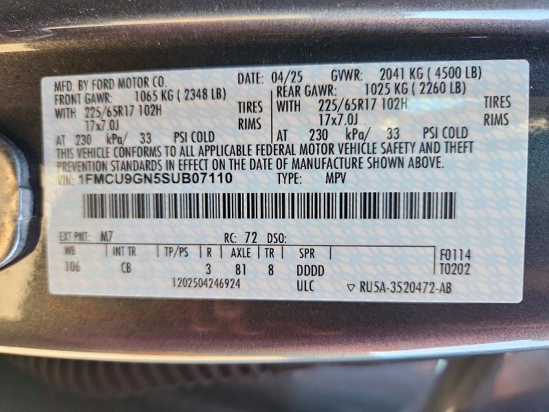 Foto 14 de la subasta – 2025 FORD ESCAPE con VIN 1FMCU9GN5SUB07110