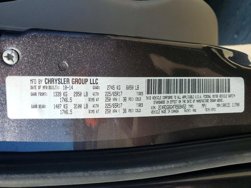 Снимка 14 от търг – 2015 DODGE GRAND CARAVAN с VIN 2C4RDGBGXFR569452