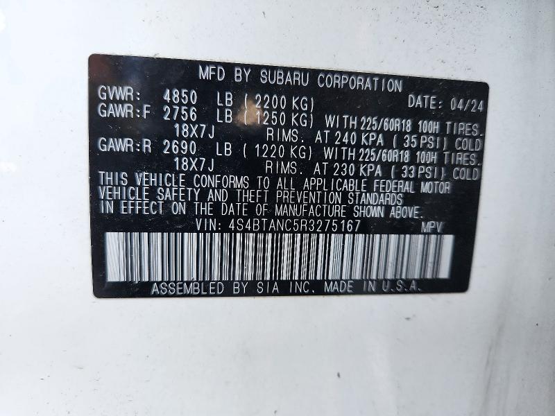 Снимка 14 от търг – 2024 SUBARU OUTBACK с VIN 4S4BTANC5R3275167