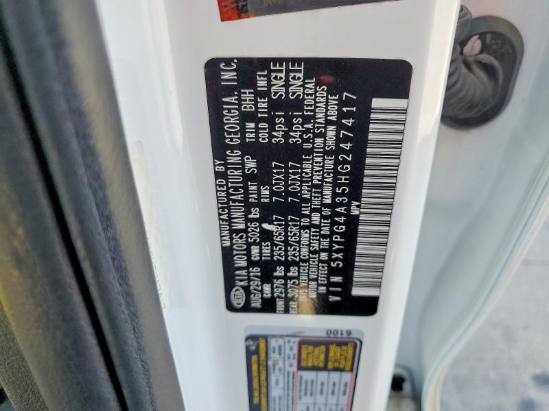 Photo 14 from auction – 2017 KIA SORENTO with VIN 5XYPG4A35HG247417