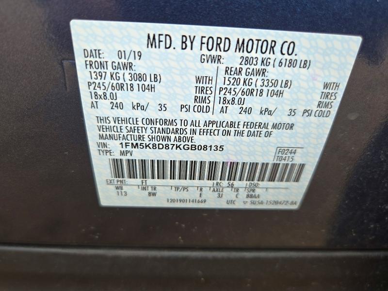 Foto 14 de la subasta – 2019 FORD EXPLORER con VIN 1FM5K8D87KGB08135