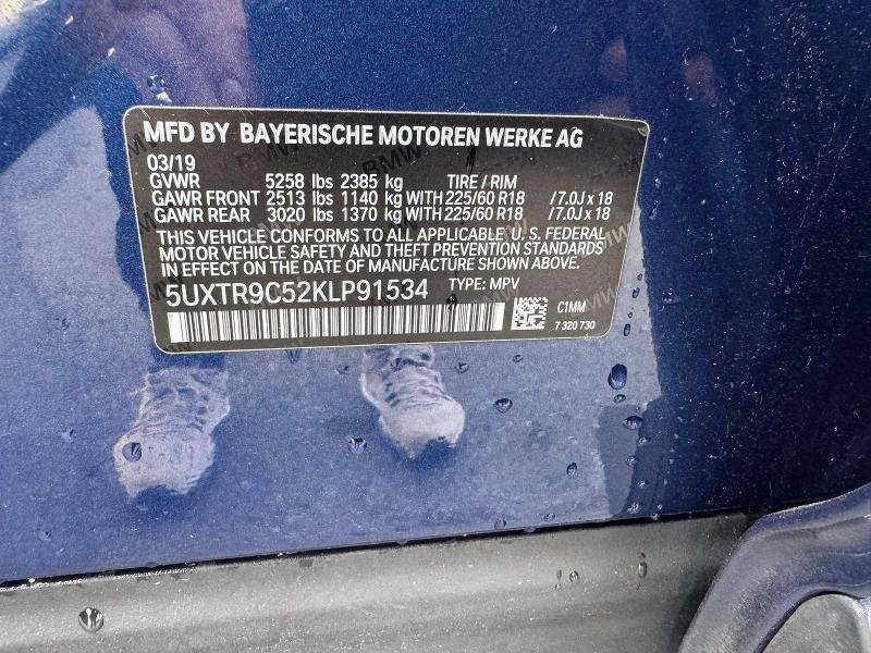 Снимка 13 от търг – 2019 BMW X3 с VIN 5UXTR9C52KLP91534