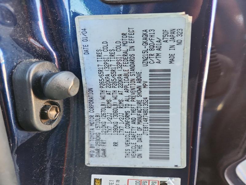 Photo 14 from auction – 2004 TOYOTA 4RUNNER with VIN JTEBT14R748013524