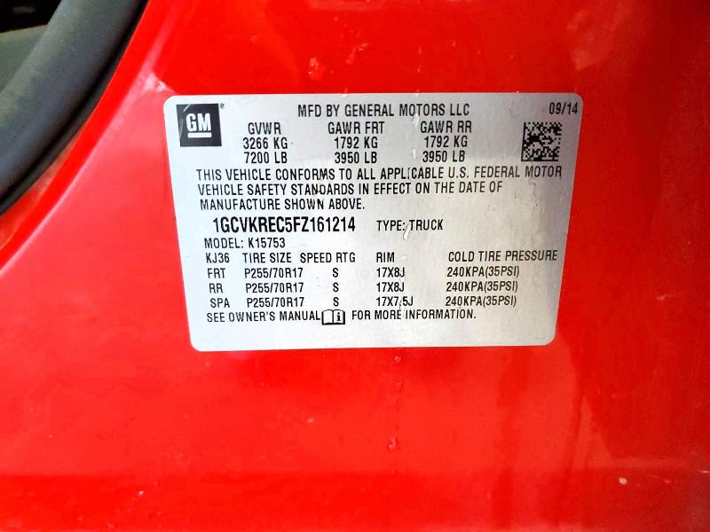Снимка 14 от търг – 2015 CHEVROLET SILVERADO с VIN 1GCVKREC5FZ161214