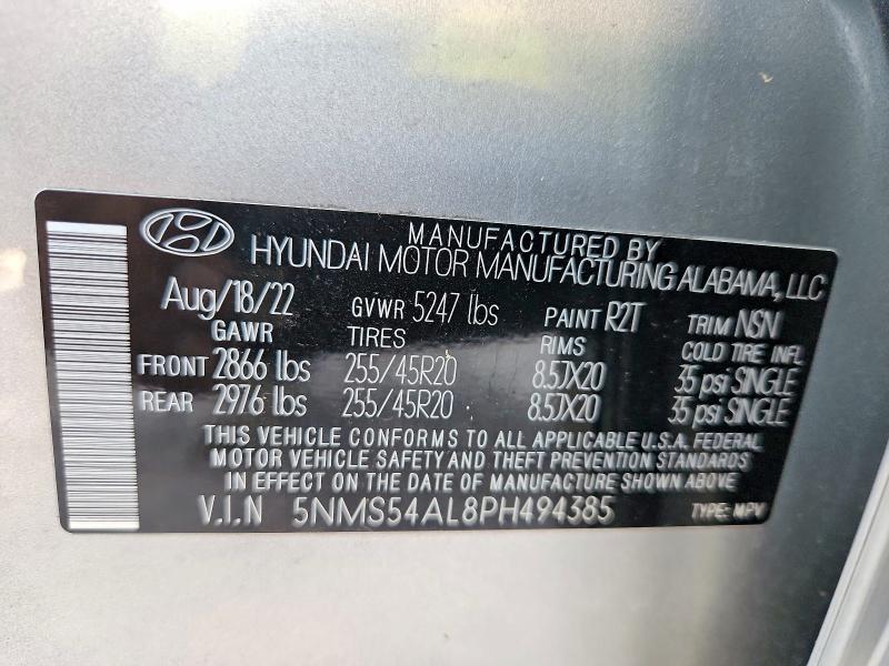 Снимка 14 от търг – 2023 HYUNDAI SANTA FE с VIN 5NMS54AL8PH494385