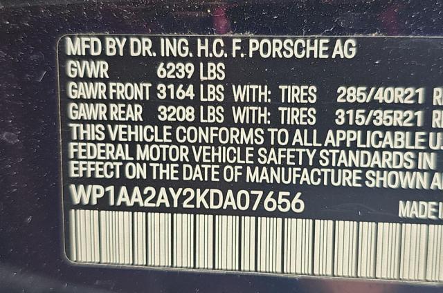 Photo 10 from auction – 2019 PORSCHE CAYENNE with VIN WP1AA2AY2KDA07656