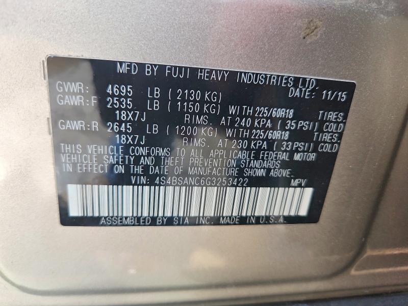 Снимка 14 от търг – 2016 SUBARU OUTBACK с VIN 4S4BSANC6G3253422