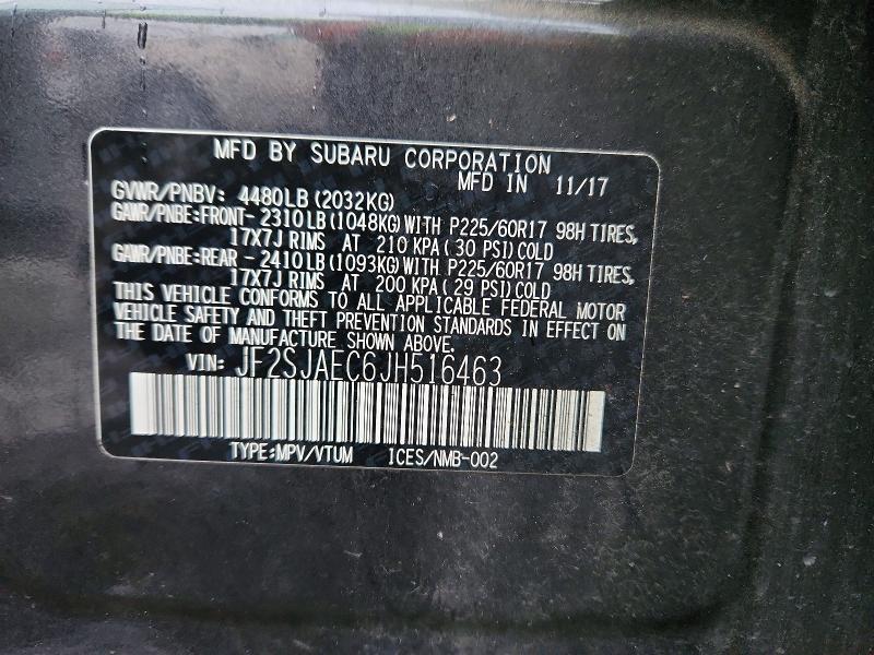 Снимка 14 от търг – 2018 SUBARU FORESTER с VIN JF2SJAEC6JH516463