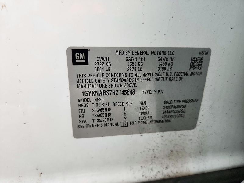 Photo 14 from auction – 2017 CADILLAC XT5 with VIN 1GYKNARS7HZ145848