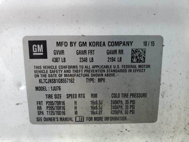 Photo 14 from auction – 2016 CHEVROLET TRAX LS with VIN KL7CJNSB1GB557162