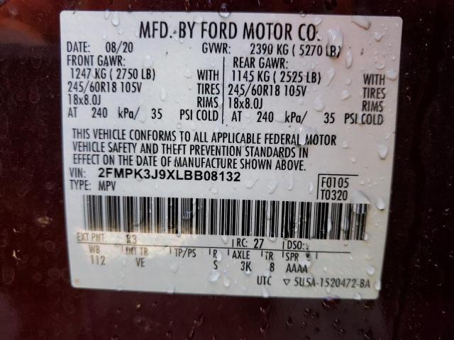 Photo 14 from auction – 2020 FORD EDGE SEL with VIN 2FMPK3J9XLBB08132