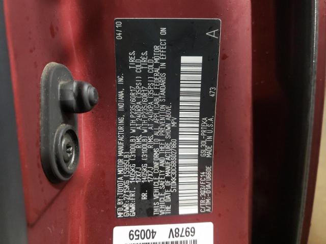 Photo 14 from auction – 2011 TOYOTA SIENNA LE with VIN 5TDKK3DC6BS027860