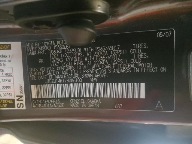 Photo 14 from auction – 2007 TOYOTA 4RUNNER SR with VIN JTEZU14R178086100