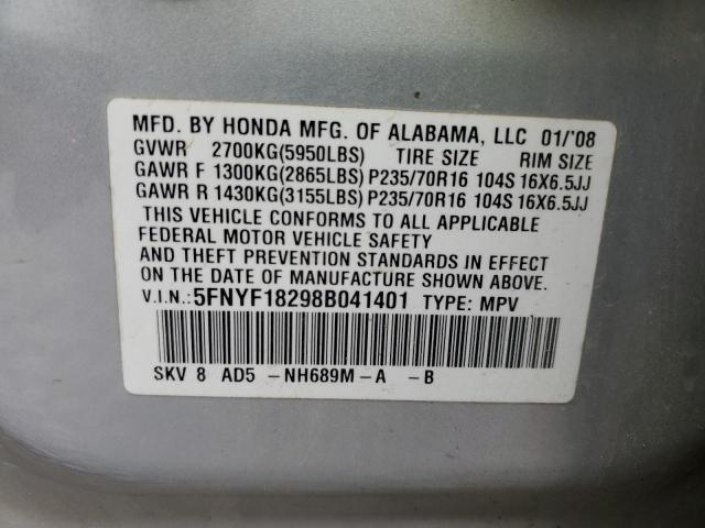 Photo 14 from auction – 2008 HONDA PILOT VP with VIN 5FNYF18298B041401
