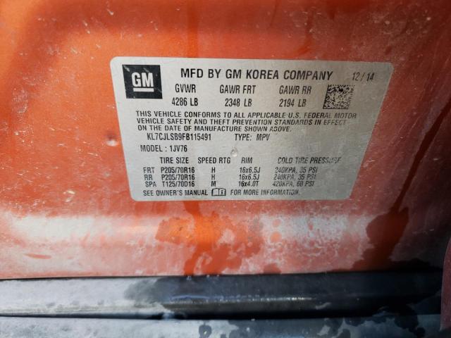 Photo 14 from auction – 2015 CHEVROLET TRAX 1LT with VIN KL7CJLSB9FB115491