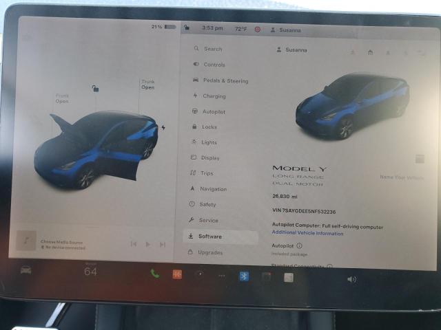 Photo 9 from auction – 2022 TESLA MODEL Y with VIN 7SAYGDEE5NF532236