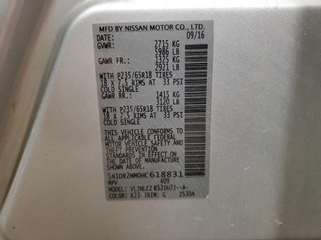 Photo 14 from auction – 2017 NISSAN PATHFINDER with VIN 5N1DR2MM0HC618831