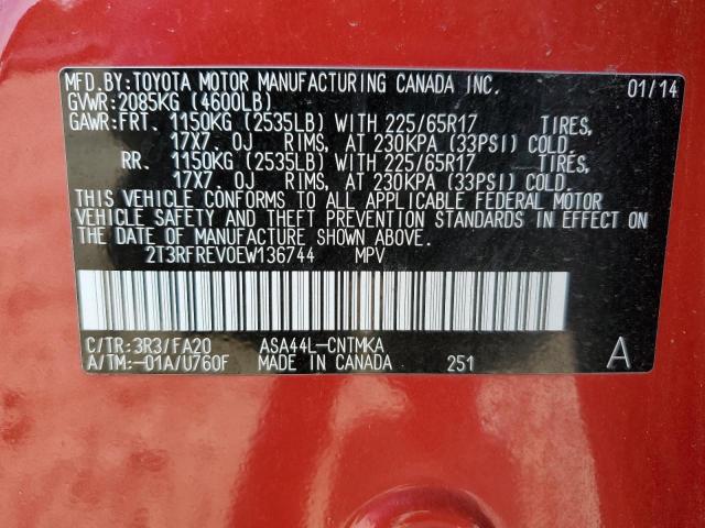 Photo 14 from auction – 2014 TOYOTA RAV4 XLE with VIN 2T3RFREV0EW136744