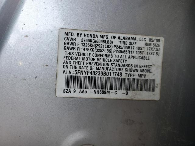 Photo 14 from auction – 2009 HONDA PILOT LX with VIN 5FNYF48239B011748