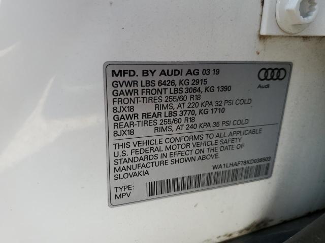 Photo 14 from auction – 2019 AUDI Q7 PREMIUM with VIN WA1LHAF78KD038503