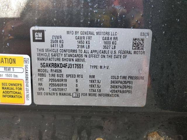 Photo 14 from auction – 2015 BUICK ENCLAVE with VIN 5GAKRBKD4FJ317651