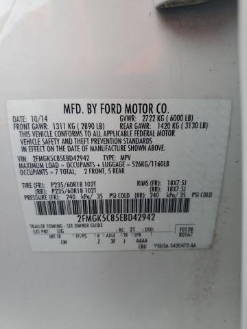 Photo 14 from auction – 2014 FORD FLEX SEL with VIN 2FMGK5C85EBD42942