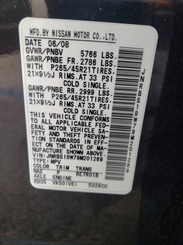 Photo 14 from auction – 2009 INFINITI FX50 with VIN JNRBS18W79M201269