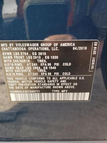 Photo 14 from auction – 2019 VOLKSWAGEN ATLAS SE with VIN 1V2WR2CA2KC565771