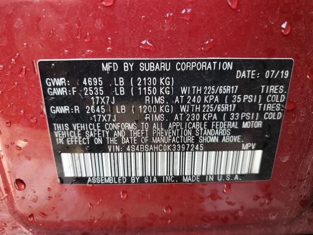 Photo 14 from auction – 2019 SUBARU OUTBACK 2. with VIN 4S4BSAHC0K3397245