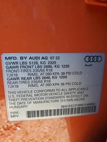 Photo 14 from auction – 2022 AUDI Q3 PREMIUM with VIN WA1EECF38N1148662