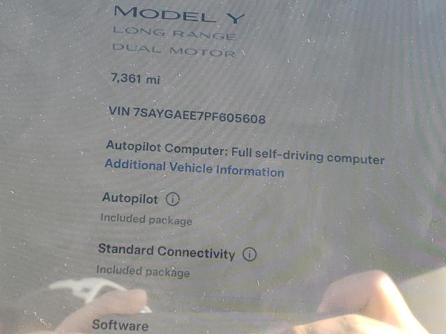Photo 9 from auction – 2023 TESLA MODEL Y with VIN 7SAYGAEE7PF605608