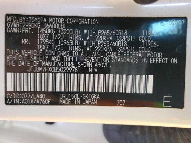 Photo 14 from auction – 2011 LEXUS GX 460 with VIN JTJBM7FX0B5029978