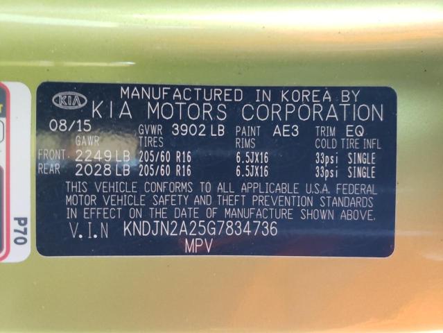 Photo 14 from auction – 2016 KIA SOUL with VIN KNDJN2A25G7834736
