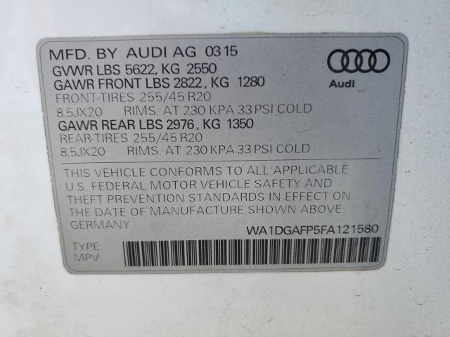 Photo 14 from auction – 2015 AUDI Q5 PREMIUM with VIN WA1DGAFP5FA121580