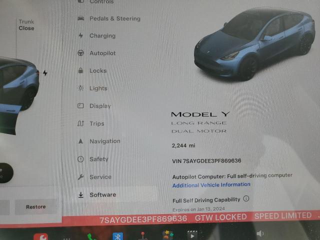 Photo 9 from auction – 2023 TESLA MODEL Y with VIN 7SAYGDEE3PF869636