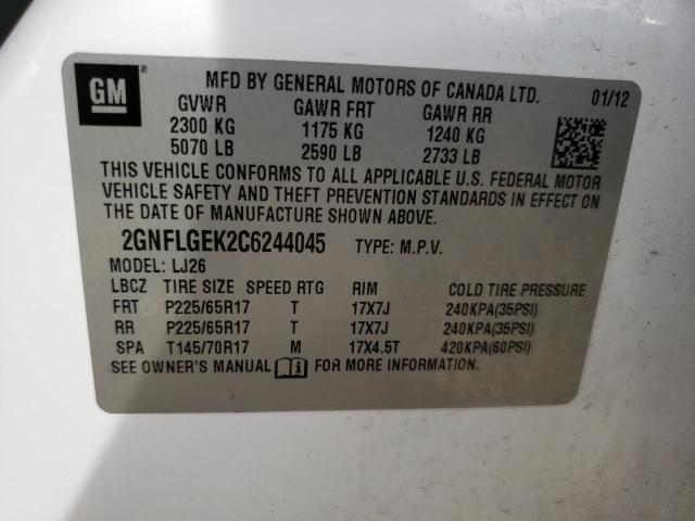 Foto 14 de la subasta – 2012 CHEVROLET EQUINOX LT con VIN 2GNFLGEK2C6244045
