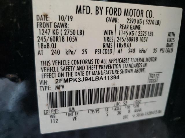 Photo 14 from auction – 2020 FORD EDGE SEL with VIN 2FMPK3J94LBA11394