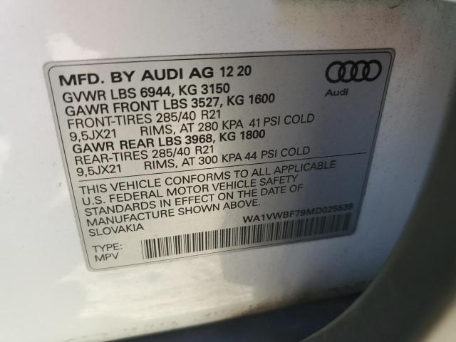 Photo 14 from auction – 2021 AUDI SQ7 PRESTI with VIN WA1VWBF79MD025539