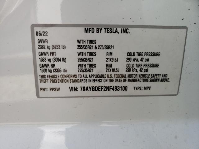 Photo 14 from auction – 2022 TESLA MODEL Y with VIN 7SAYGDEF2NF493100