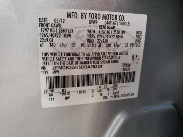 Photo 14 from auction – 2013 FORD EDGE SPORT with VIN 2FMDK3AK5DBA35324