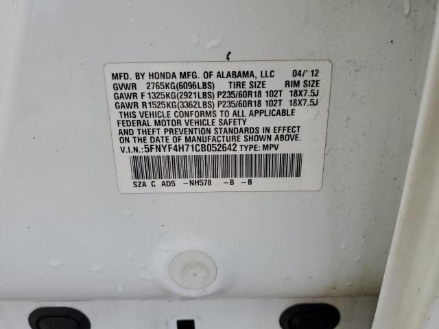 Photo 14 from auction – 2012 HONDA PILOT EXLN with VIN 5FNYF4H71CB052642