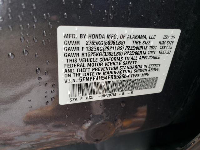 Photo 14 from auction – 2015 HONDA PILOT EXL with VIN 5FNYF4H54FB058664