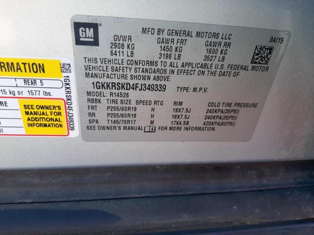 Photo 14 from auction – 2015 GMC ACADIA SLT with VIN 1GKKRSKD4FJ349339