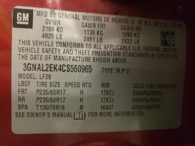 Photo 14 from auction – 2012 CHEVROLET CAPTIVA SP with VIN 3GNAL2EK4CS560965