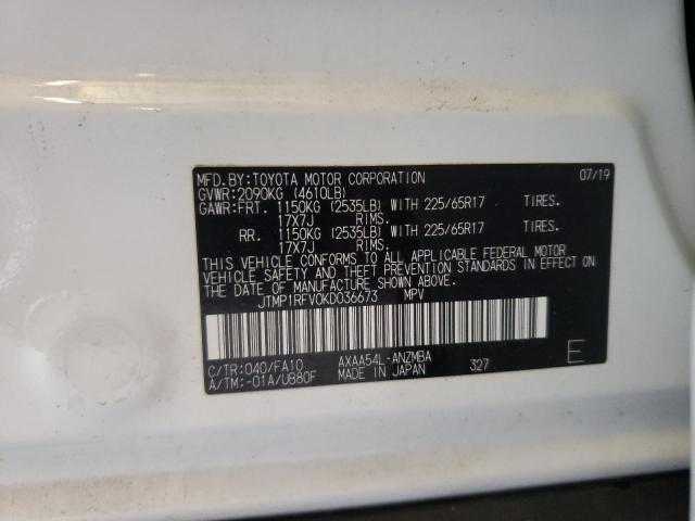 Photo 14 from auction – 2019 TOYOTA RAV4 XLE with VIN JTMP1RFV0KD036673
