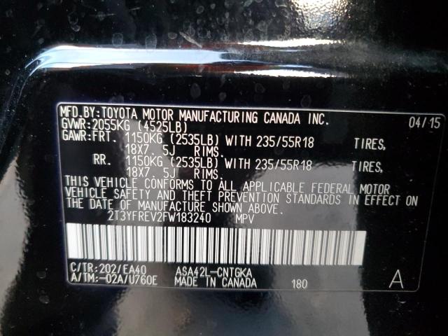Photo 14 from auction – 2015 TOYOTA RAV4 LIMIT with VIN 2T3YFREV2FW183240