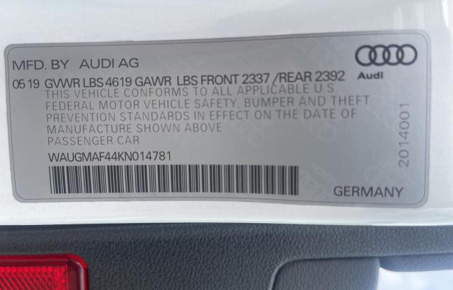 Photo 10 from auction – 2019 AUDI A4 PREMIUM with VIN WAUGMAF44KN014781