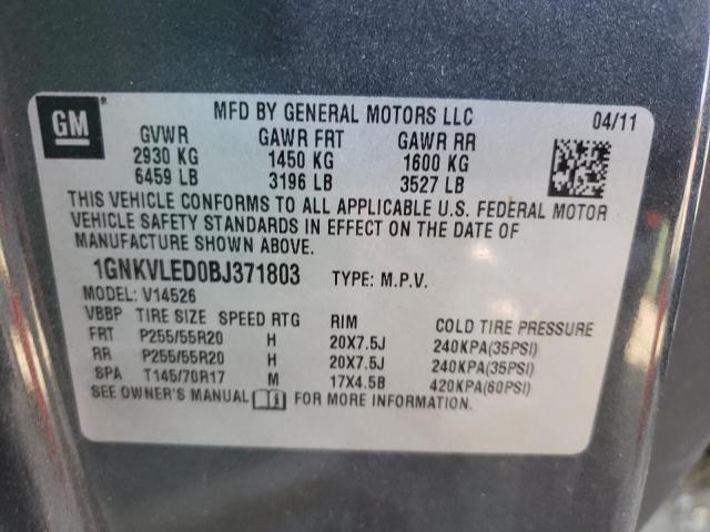 Photo 14 from auction – 2011 CHEVROLET TRAVERSE L with VIN 1GNKVLED0BJ371803